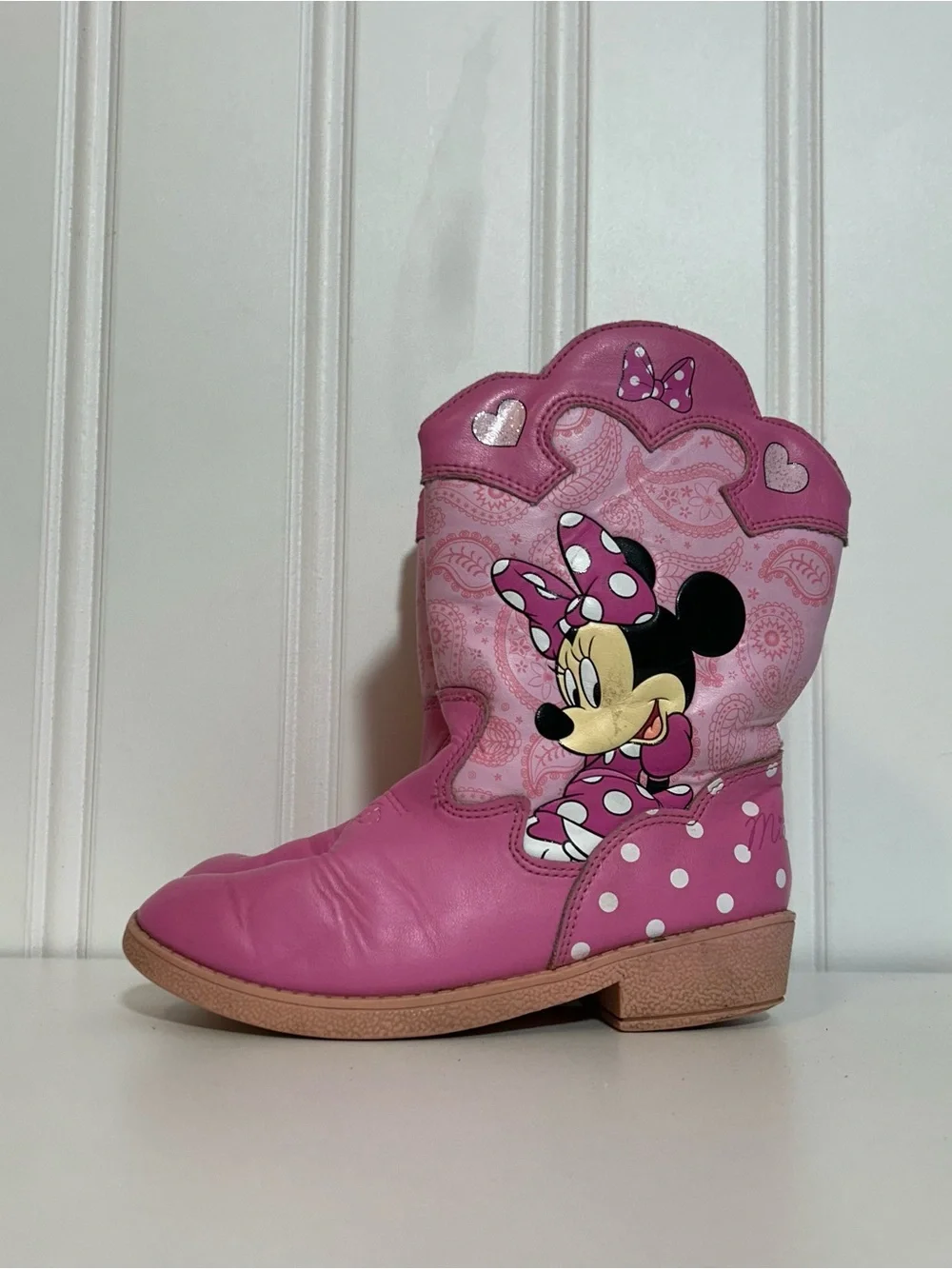 Disney Minnie Mouse Pink Girls Western cowboy boots